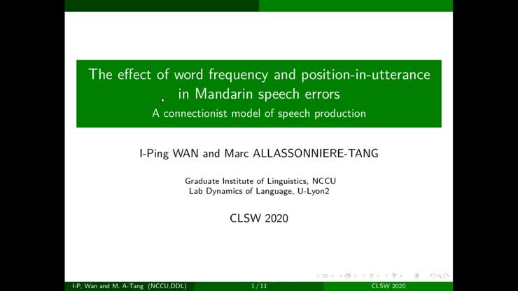 The Effect of Word Frequency and Position-in-utterance in Mandarin ...