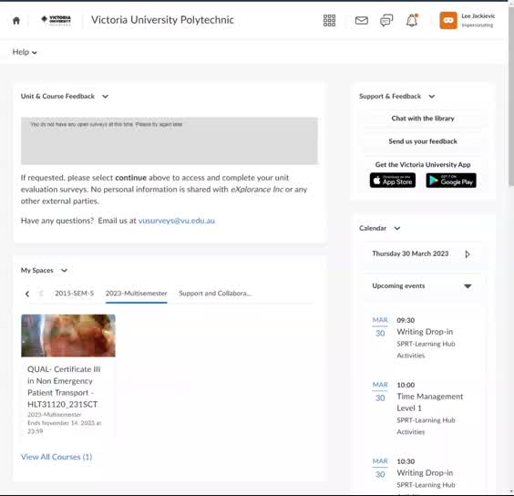 VU Collaborate Tab Switching