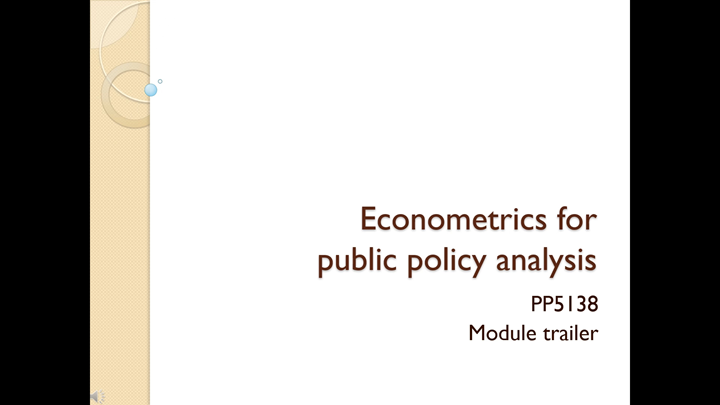 PP5138: Econometrics for Public Policy Analysis