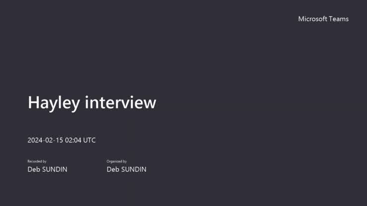 Hayley interview