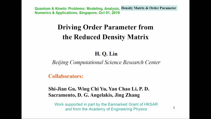 Hai-Qing Lin: Deriving order parameter from the reduced density matrix