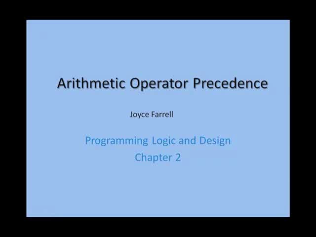 3.3 Arithmetic Operator Precedence
