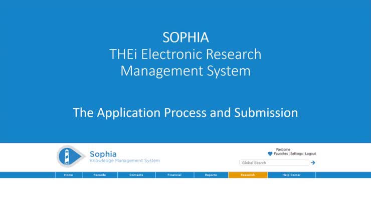 SOPHIA Video 3 Submit Research Grant Application